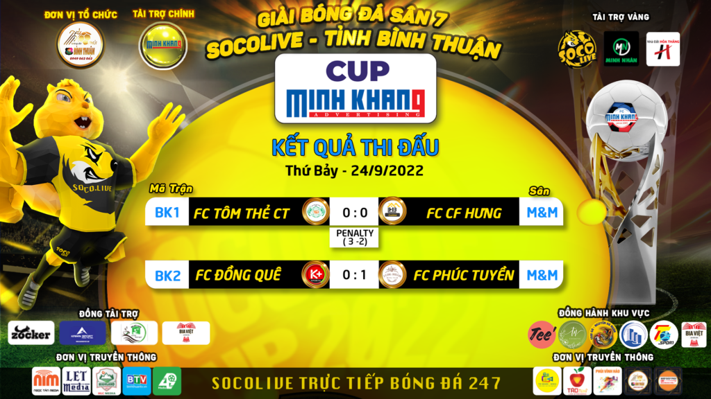 Kết Quả Bán Kết Giải Bóng Đá Bình Thuận Sân 7 Socolive Cup Minh Khang