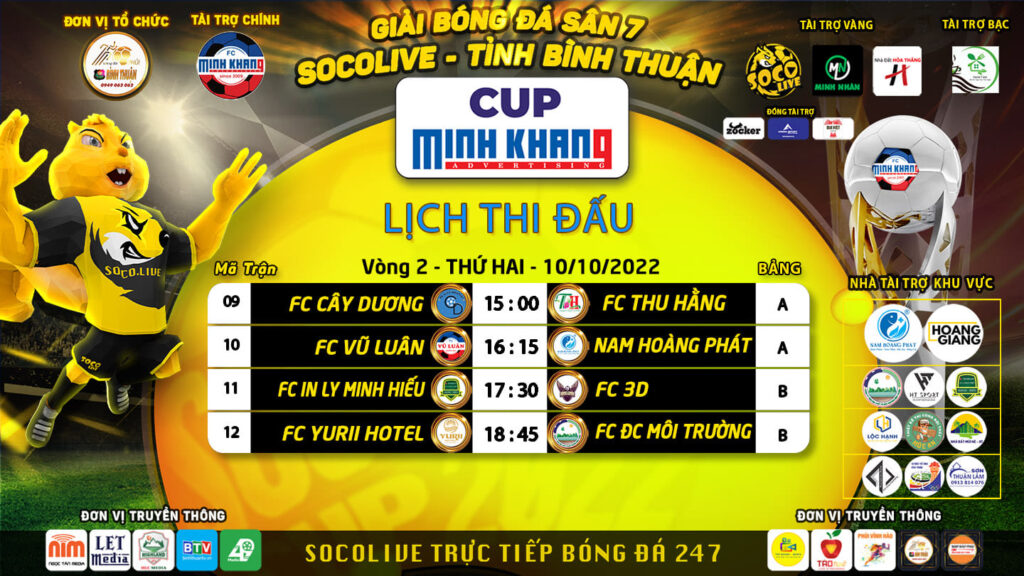 Vòng 2 Bảng A,B Giải Bóng Đá Phủi Bình Thuận Sân 7 SocoLive Cup Minh Khang