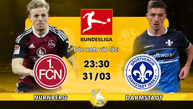 Link xem trực tiếp Nurnberg vs SV Darmstadt 98 23h30 ngày 31/03